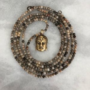Beaded Necklace with brass Buddha Charm